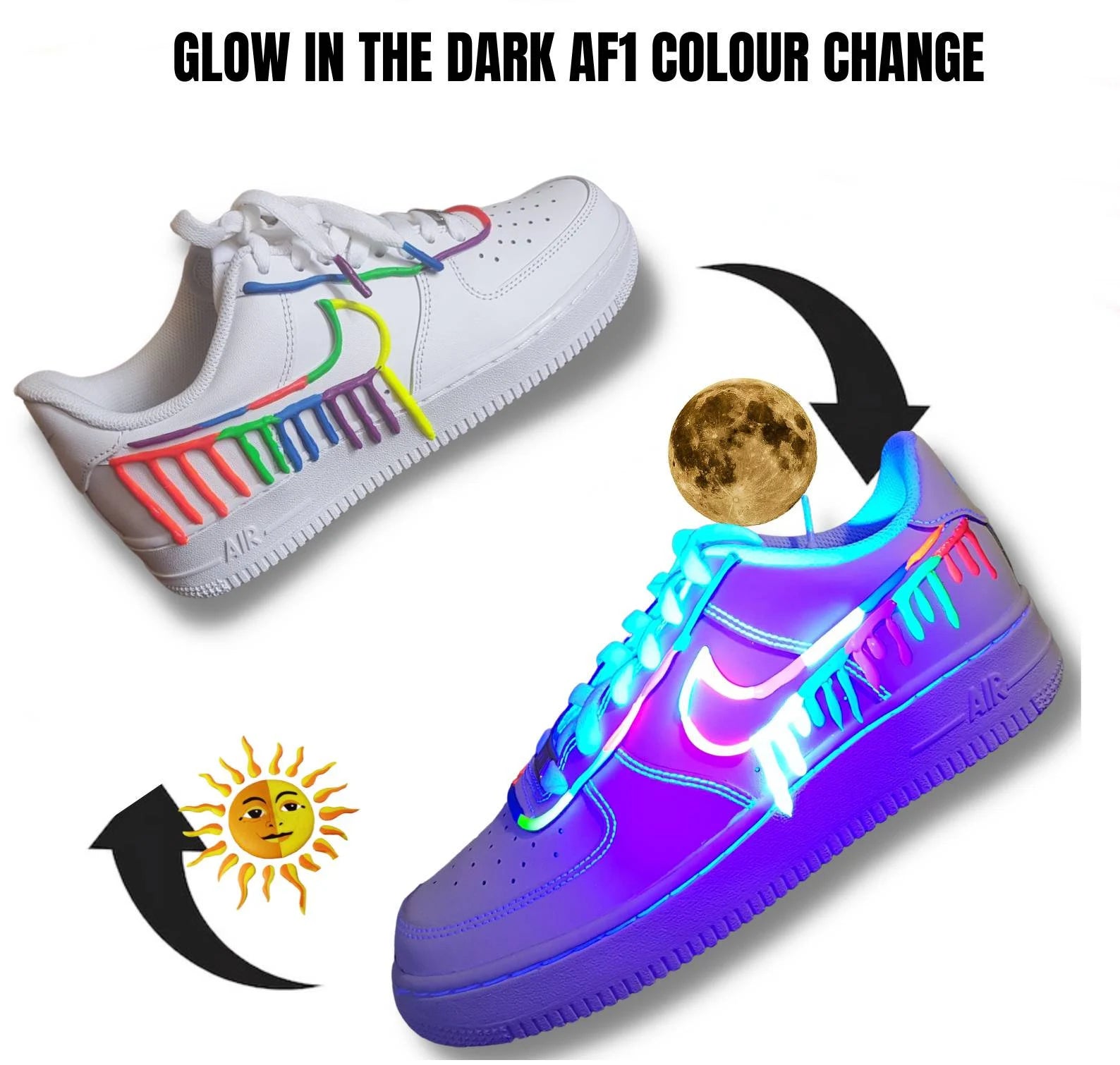 Drippy Nike Air Force with Neon Swooshes Air Force 1 Reflective Flames Air |Custom Air Force 1S One | 3M Reflective Fire Sneaker Women'S