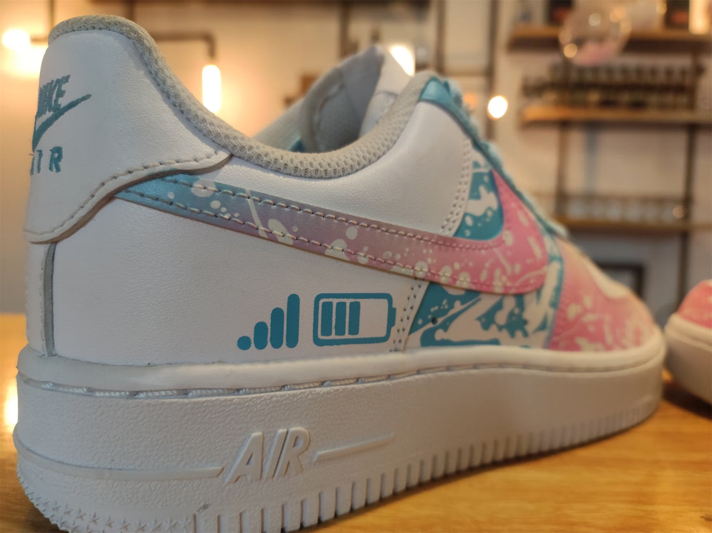 Custom Sneakers,Custom Shoes,Custom Air Force 1,Customized Pink Blue Gradient Graffiti Shoes