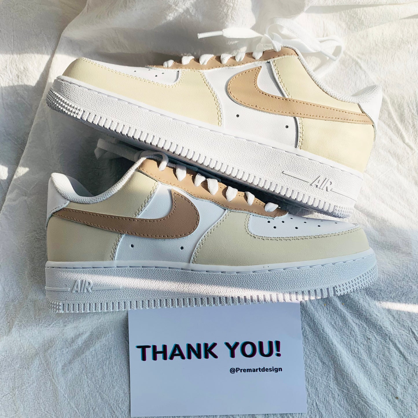 Beige Brown Custom Air Force 1 - Hand Painted Custom Designs - Custom AF1 - Air Force 1 Custom Ideas